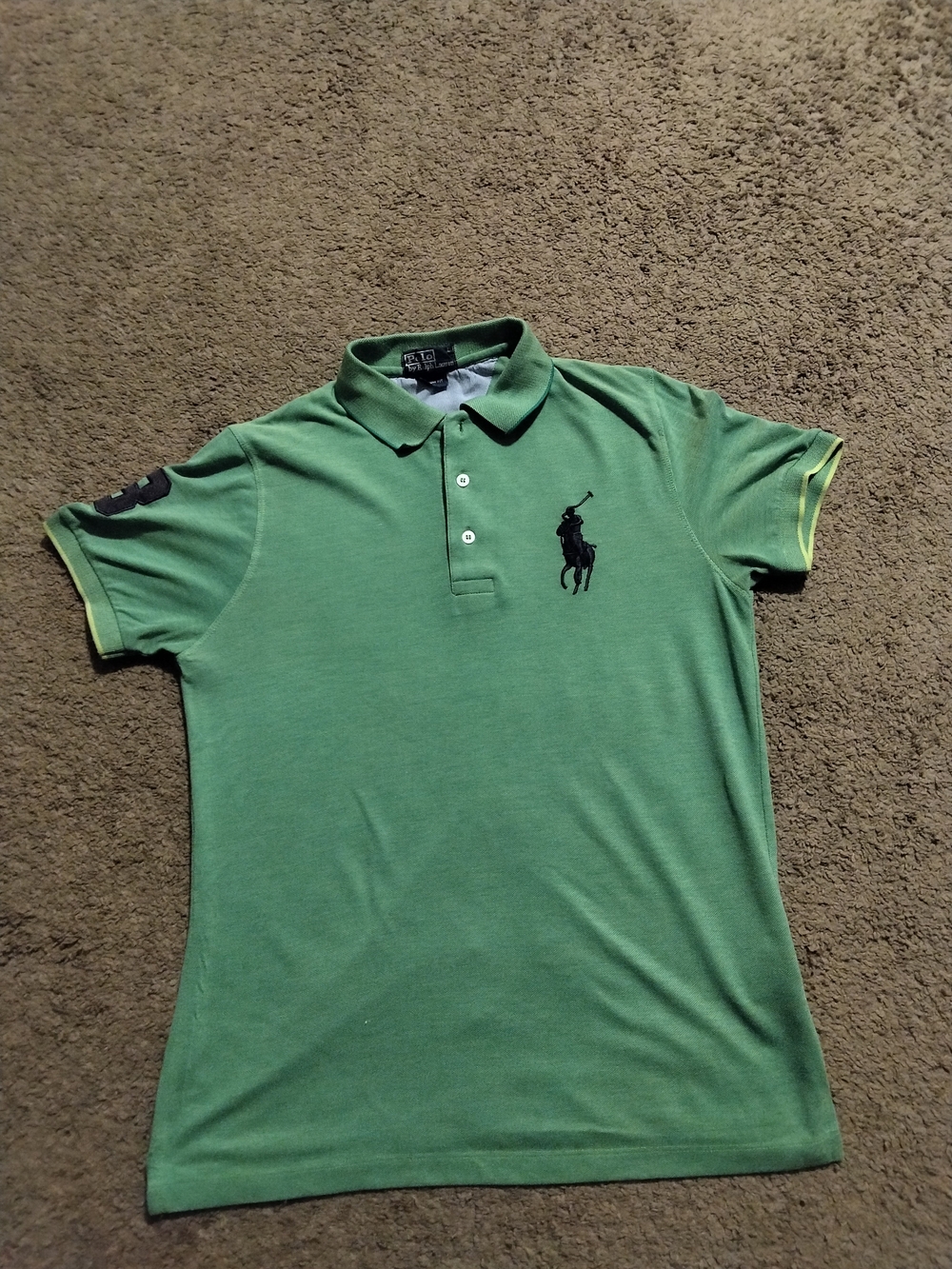 Ralph Lauren Green Polo with Black Pony Logo